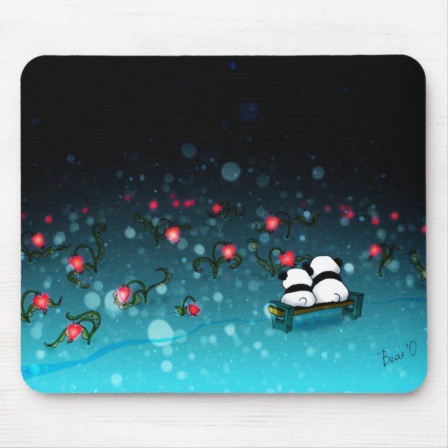 Pandas in snow mouse mat (Front)