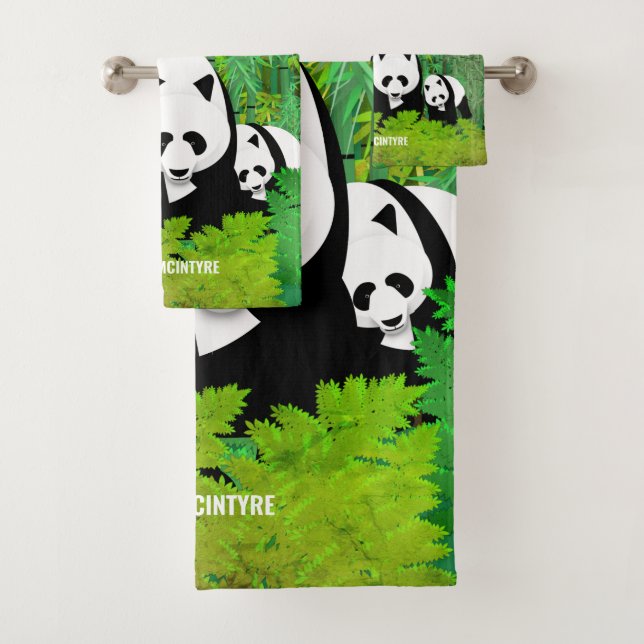 Pandas Lady Amherst's Pheasants Red Pandas Bamboo Bath Towel Set (Insitu)