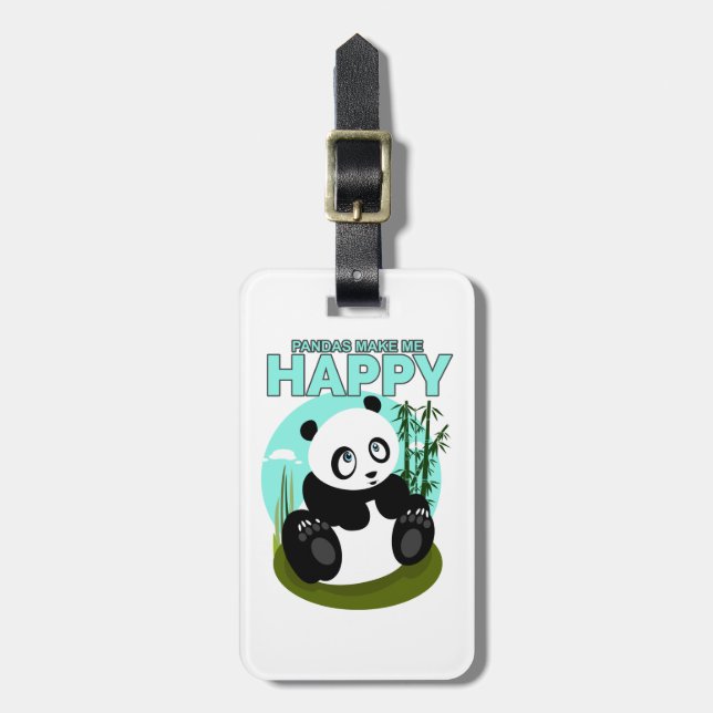 Pandas Make Me Happy Luggage Tag (Front Vertical)