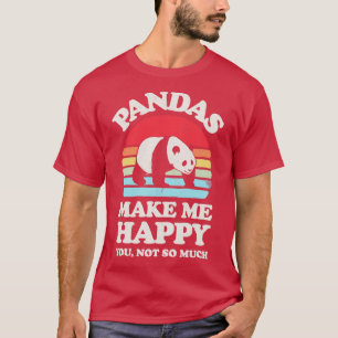 Pandas Make Me Happy Sunset Retro for Men Women Bo T-Shirt
