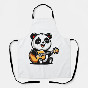 Panda's Melodic Serenade - Acoustic Guitar Art Apron