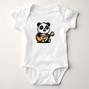 Panda's Melodic Serenade - Acoustic Guitar Art Baby Bodysuit