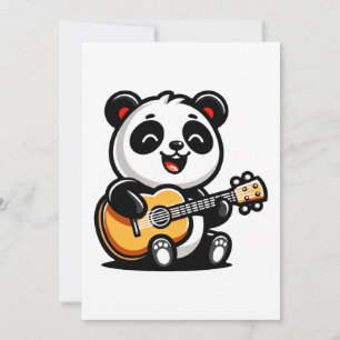 Panda's Melodic Serenade - Acoustic Guitar Art Holiday Card