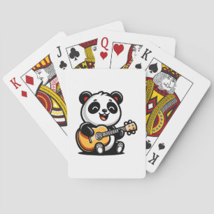 Panda's Melodic Serenade - Acoustic Guitar Art Playing Cards