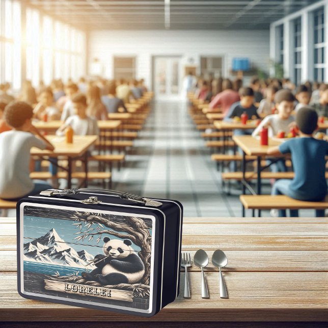 Panda's Mountain Perch: Bamboo Repose Metal Lunch Box (Creator Uploaded)