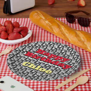 Pandas on purple paper plate