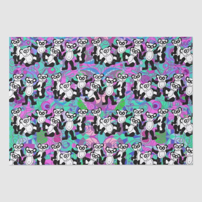 Pandas on purple tissue paper (Front)