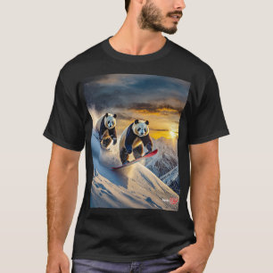 Pandas On Snowboards Design by Rich AMeN Gill T-Shirt