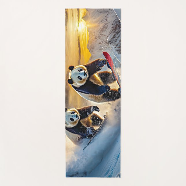 Pandas On Snowboards Design by Rich AMeN Gill Yoga Mat (Front)