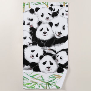 Pandas - Pandemic - Big Hugs - Drawing Collection Beach Towel