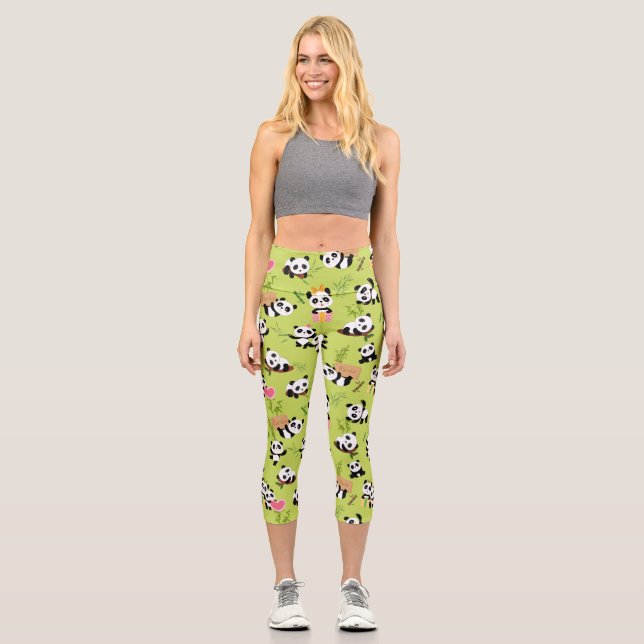 Panda's Pattern 3 Capri Leggings (Front)