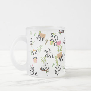 Panda's Pattern Frosted Glass Coffee Mug