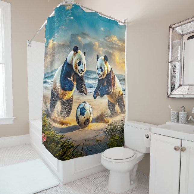Pandas Playing Ball Design By Rich AMeN Gill Shower Curtain (In Situ)