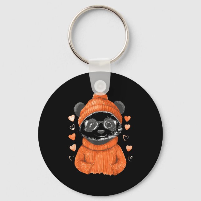 Pandas With Hearts Love Valentine's Day Women Hear Key Ring (Front)