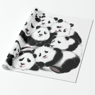 Pandas Wrapping Paper Family Gift