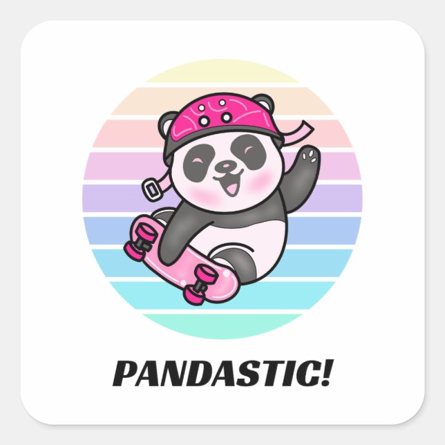 Pandastic Pun Square Sticker (Front)