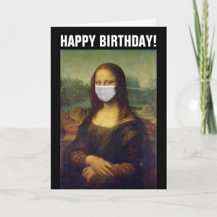 PANDEMIC 2021 BIRTHDAY CARD MONA LISA WITH MASK