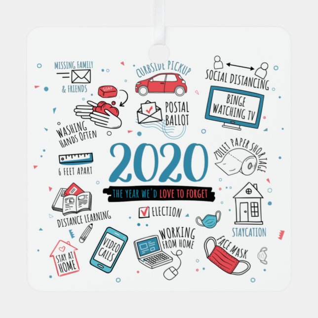 Pandemic Activities Christmas 2020 Commemorative Metal Tree Decoration (Front)