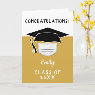 Pandemic Graduate Graduation Cap with Face Mask Card
