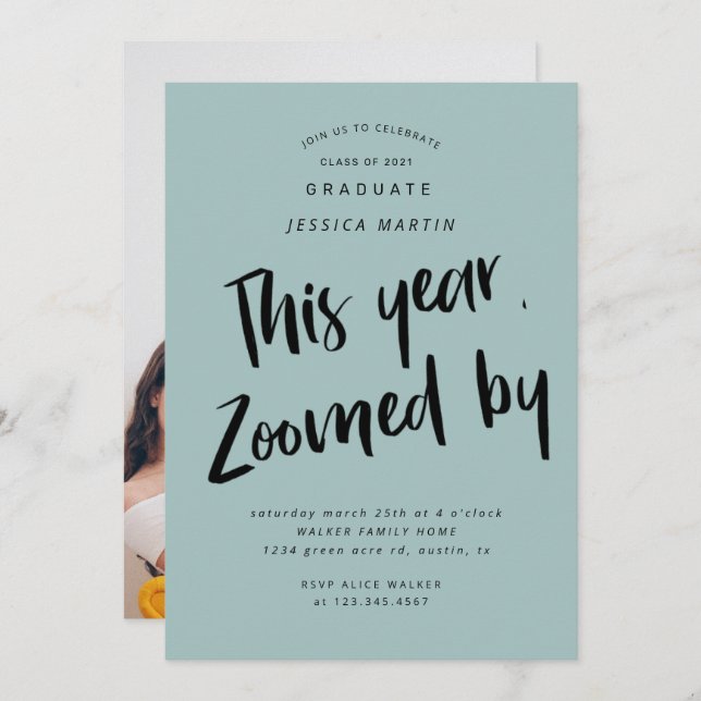 pandemic graduation photo party invitation (Front/Back)