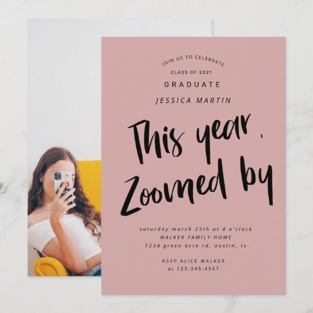 pandemic graduation photo party invitation (Front/Back)