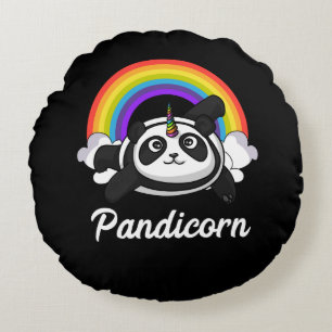Pandicorn Panda Bear Unicorn Magical Rainbow Round Cushion