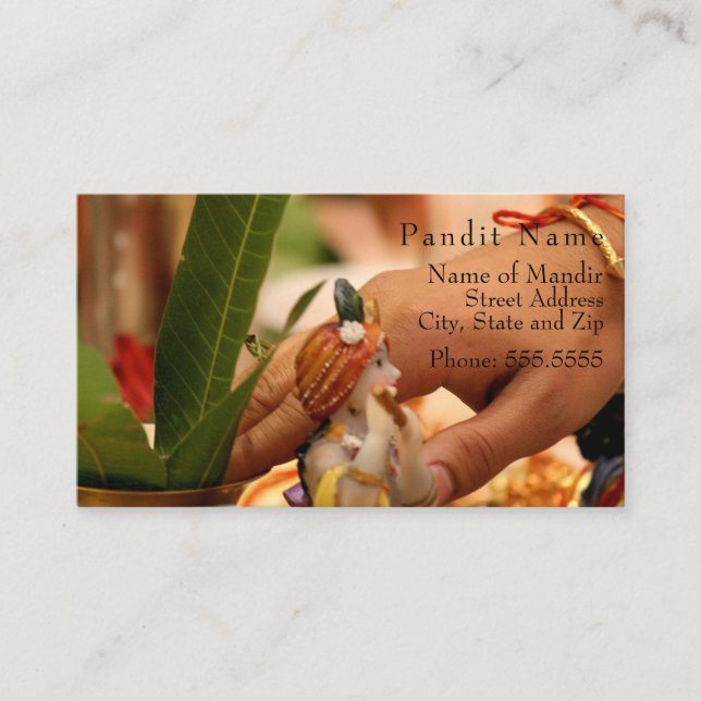 Pandit Contact Card (Temple Location & Services) (Front)