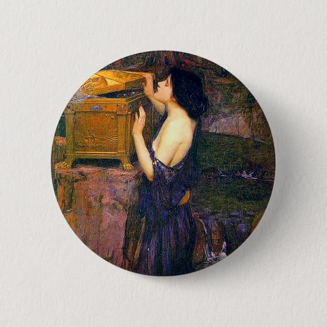 Pandora by John William Waterhouse 6 Cm Round Badge (Front)