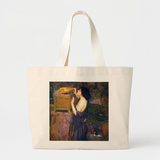 Pandora by John William Waterhouse Large Tote Bag (Front)