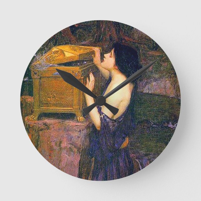 Pandora by John William Waterhouse Round Clock (Front)