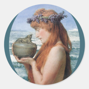 Pandora by Sir Lawrence Alma-Tadema Classic Round Sticker