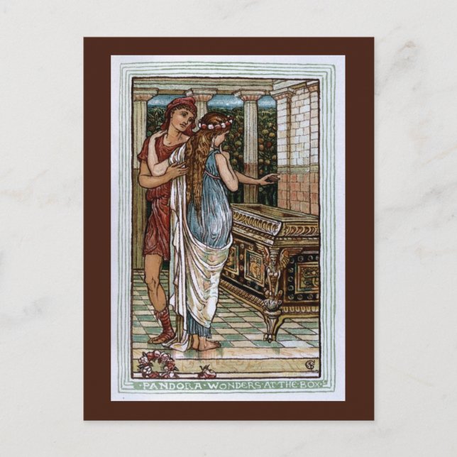 Pandora wonders at the Box Postcard (Front)