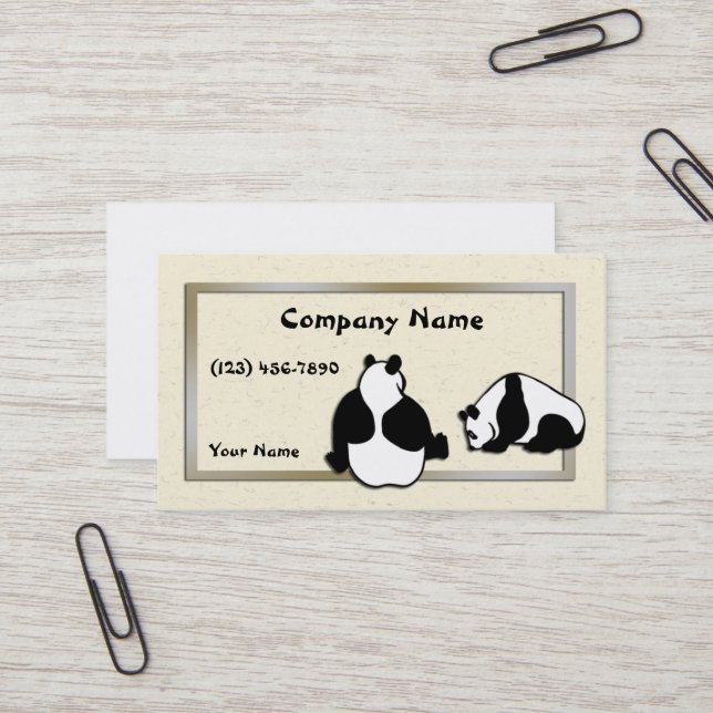 Pands Rice Paper Gold Frame Business Card (Front/Back In Situ)