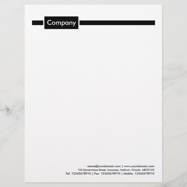 Panel and Line - Black Custom Letterhead (Front)