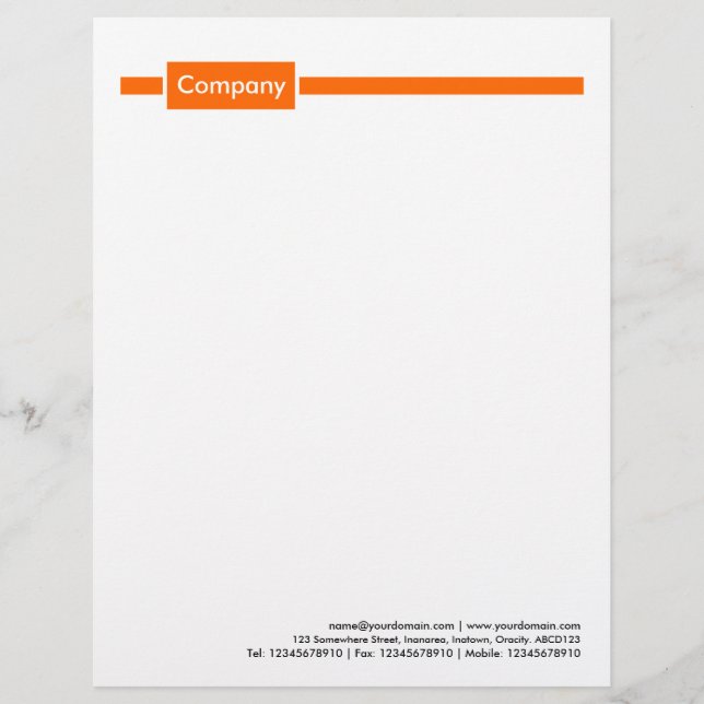 Panel and Line - Orange Custom Letterhead (Front)