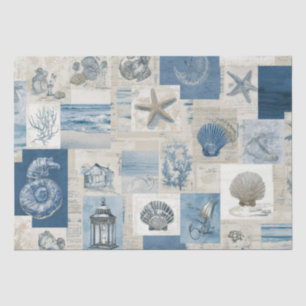 PANEL Cobalt Seas Coastal Paradise Blocks Tissue Paper
