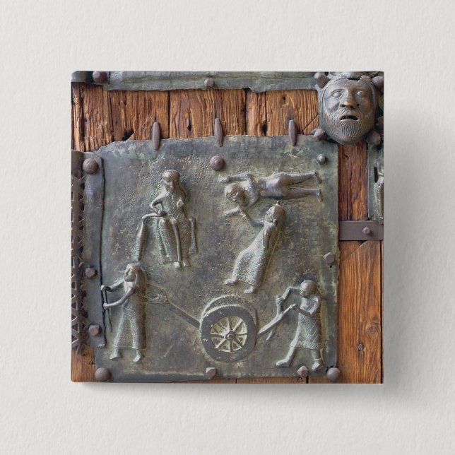 Panel from the left hand door, 12th century (bronz 15 cm square badge (Front)