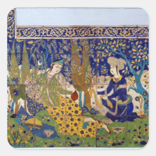 Panel of glazed earthenware tile-work, Isfahan Square Sticker