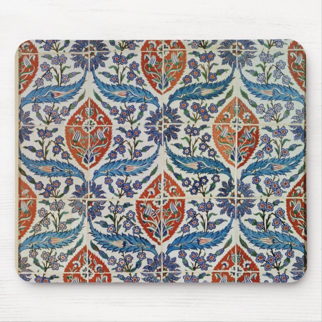 Panel of Isnik earthenware tiles Mouse Mat (Front)