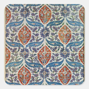 Panel of Isnik earthenware tiles Square Sticker