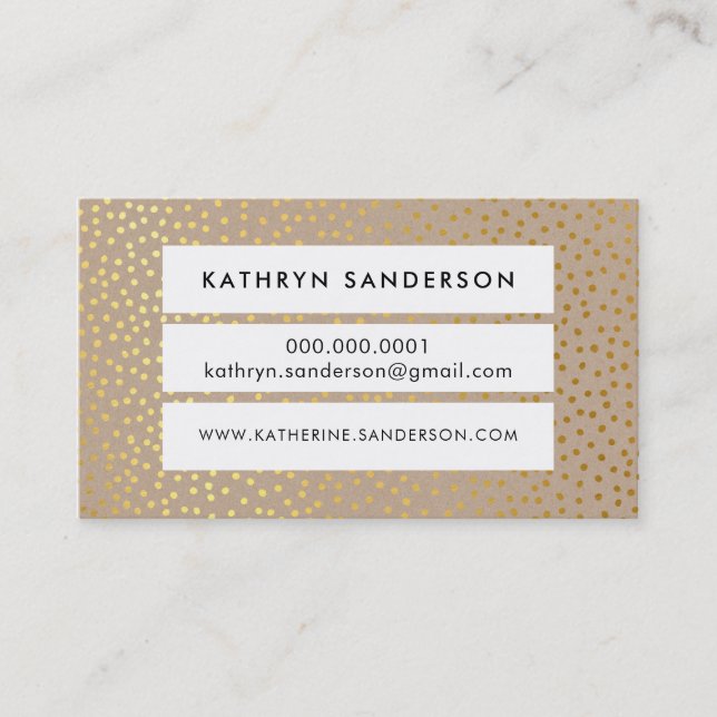 PANEL POLKA DOT CONFETTI spot modern kraft gold Business Card (Front)