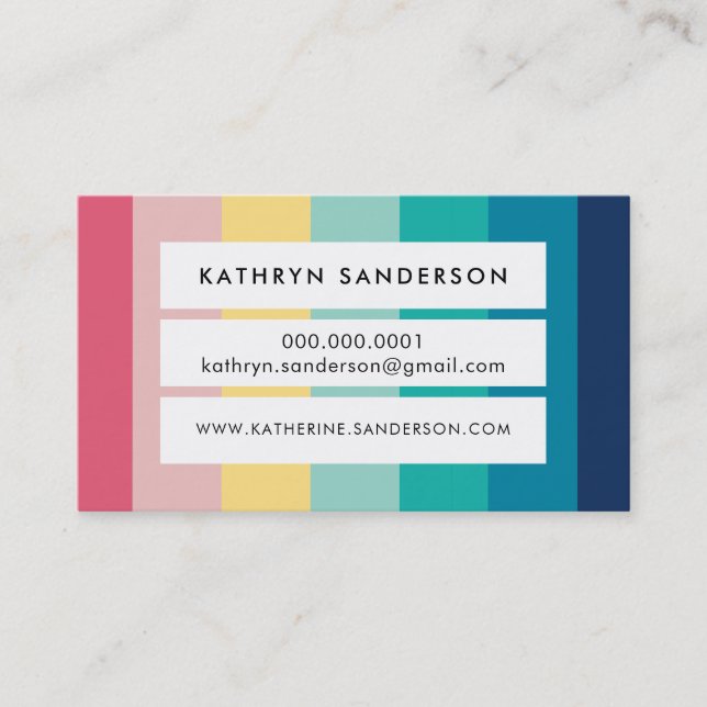 PANEL STRIP bold colourful rainbow stripes modern Business Card (Front)