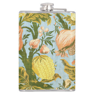 Panel With Design of Fruit Trees Vintage Brocade Hip Flask