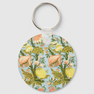 Panel With Design of Fruit Trees Vintage Brocade Key Ring