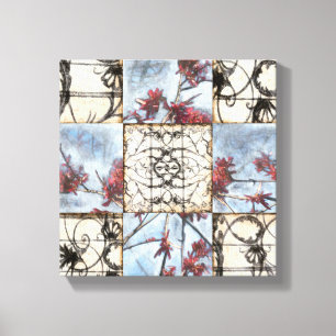 Panelled Abstract Scrollwork Painting Canvas Print