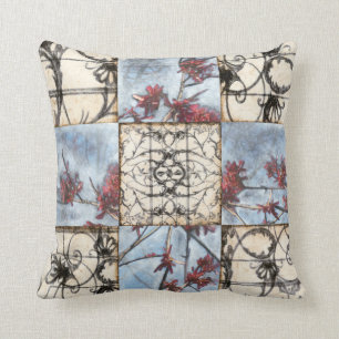 Panelled Abstract Scrollwork Painting Cushion