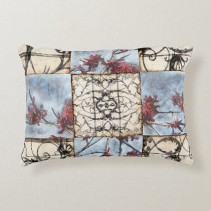 Panelled Abstract Scrollwork Painting Decorative Cushion