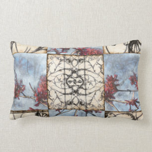 Panelled Abstract Scrollwork Painting Lumbar Cushion