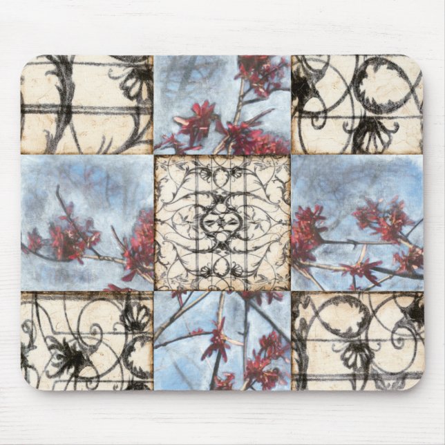 Panelled Abstract Scrollwork Painting Mouse Mat (Front)