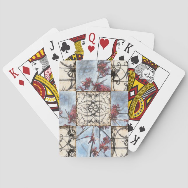 Panelled Abstract Scrollwork Painting Playing Cards (Back)